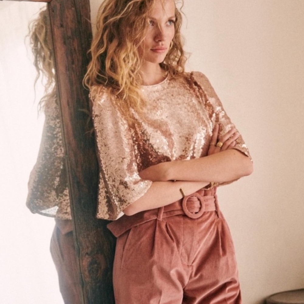 Sezane sequin blouse - champagne